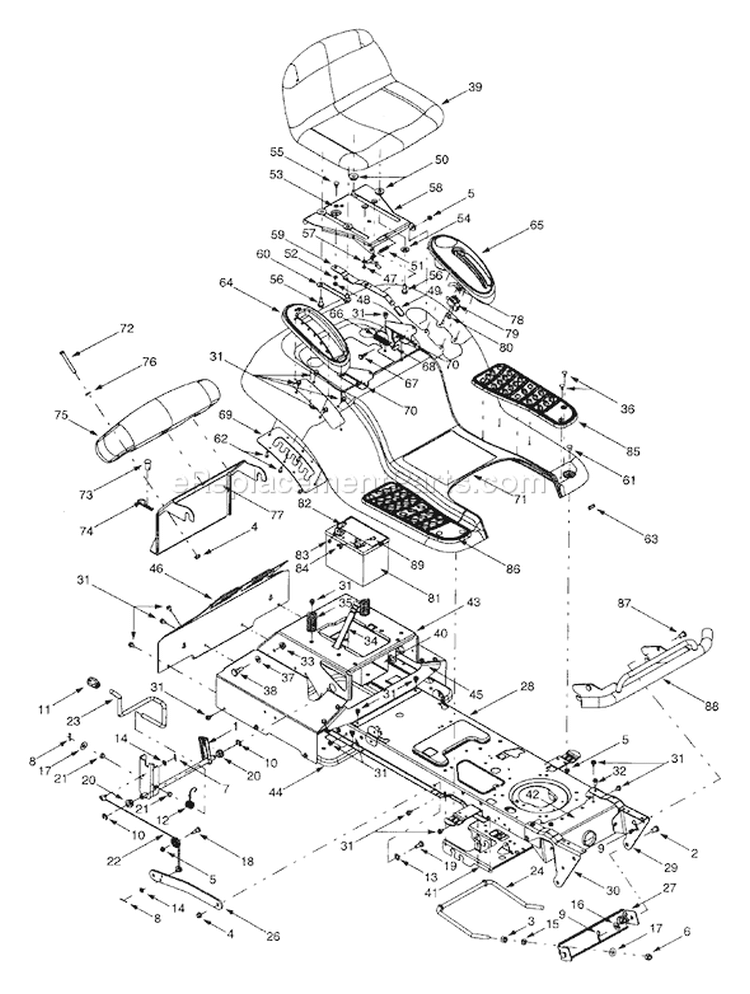 Page F Diagram and Parts List for 13AU624H401 2001 Yard Man Lawn Tractor